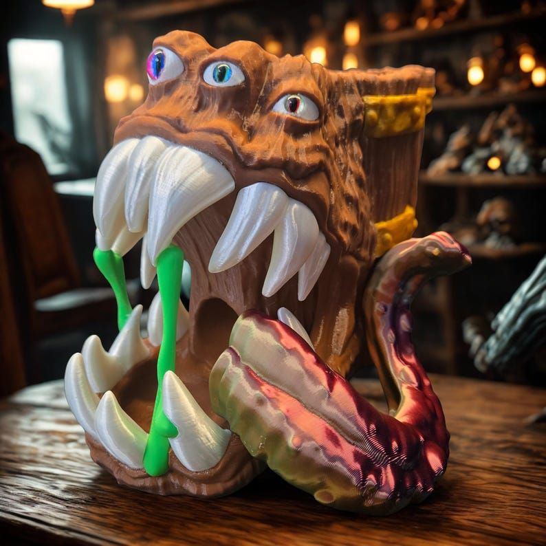 Mimic dice tower can koozie